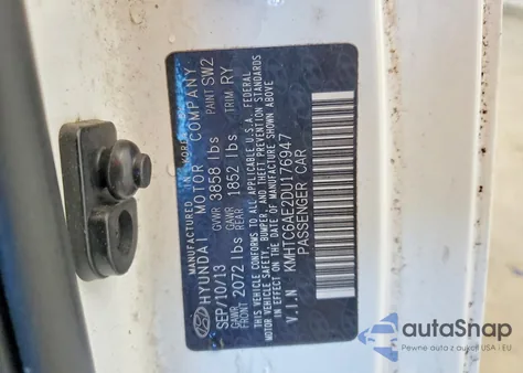 2013 Hyundai Veloster Turbo z USA, uszkodzony, nr VIN KMHTC6AE2DU176947